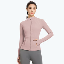 Load image into Gallery viewer, Women's High-Elasticity Slim-Fit Yoga Suit Outdoor Breathable Quick-Dry Zip-Up Stand Collar Running Sportswear
