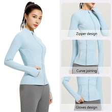 Load image into Gallery viewer, Women's High-Elasticity Slim-Fit Yoga Suit Outdoor Breathable Quick-Dry Zip-Up Stand Collar Running Sportswear
