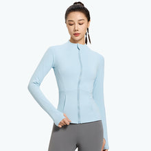 Load image into Gallery viewer, Women's High-Elasticity Slim-Fit Yoga Suit Outdoor Breathable Quick-Dry Zip-Up Stand Collar Running Sportswear

