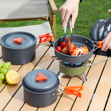 Load image into Gallery viewer, Portable Camping Cookware Set Heat-Resistant Aluminum Frying Pan Pot Kettle for Hiking Picnic with Storage Bag
