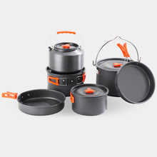 Load image into Gallery viewer, Portable Camping Cookware Set Heat-Resistant Aluminum Frying Pan Pot Kettle for Hiking Picnic with Storage Bag
