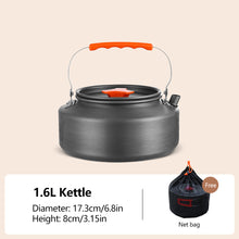 Load image into Gallery viewer, Portable Camping Cookware Set Heat-Resistant Aluminum Frying Pan Pot Kettle for Hiking Picnic with Storage Bag

