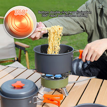 Load image into Gallery viewer, Portable Camping Cookware Set Heat-Resistant Aluminum Frying Pan Pot Kettle for Hiking Picnic with Storage Bag
