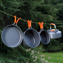 Load image into Gallery viewer, Portable Camping Cookware Set Heat-Resistant Aluminum Frying Pan Pot Kettle for Hiking Picnic with Storage Bag
