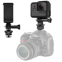 Load image into Gallery viewer, Camera Hot Shoe Phone Holder Monitor Flexible Tripod Adapter w/ Cold Shoe Mount for iPhone Samsung Canon Nikon Sony DSLR Camera
