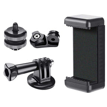 Load image into Gallery viewer, Camera Hot Shoe Phone Holder Monitor Flexible Tripod Adapter w/ Cold Shoe Mount for iPhone Samsung Canon Nikon Sony DSLR Camera
