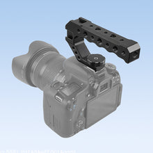 Load image into Gallery viewer, Camera Cage Top Handle with 3/8" ARRI Locating Pins with 1/4" 3/8" Threads Hole &amp; 5 Cold Shoes Mount for DSLR Cages Video Rigs
