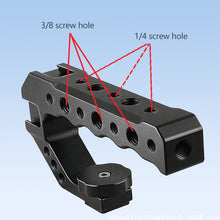 Load image into Gallery viewer, Camera Cage Top Handle with 3/8" ARRI Locating Pins with 1/4" 3/8" Threads Hole &amp; 5 Cold Shoes Mount for DSLR Cages Video Rigs
