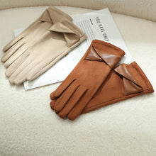 Load image into Gallery viewer, Warm Gloves with Velvet for Women to Use in Winter Touch Screen Elegant Bow Accessories Cycling and Driving Gloves
