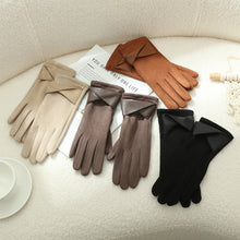 Load image into Gallery viewer, Warm Gloves with Velvet for Women to Use in Winter Touch Screen Elegant Bow Accessories Cycling and Driving Gloves
