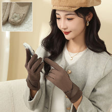 Load image into Gallery viewer, Warm Gloves with Velvet for Women to Use in Winter Touch Screen Elegant Bow Accessories Cycling and Driving Gloves
