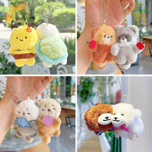 Load image into Gallery viewer, Pair of Magneticed Couple Cat Bear Plush Keychain Cute Creative Plush Kawaii Magneted Backpack Pendant Toy Girl Holiday Gift Car Key Accessories
