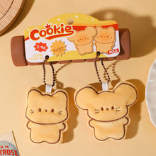 Load image into Gallery viewer, Pair of Magneticed Couple Biscuit Bear Plush Keychain Cute Creative Plush Kawaii Magneted Backpack Pendant Toy Girl Holiday Gift Car Key Accessories

