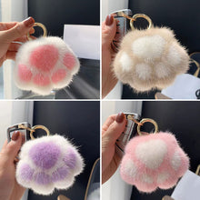 Load image into Gallery viewer, Cat Paw Key Ring for Women Cat Paw Pendant Keychain Couple Keychain Fluffy Faux Fur Car Keychain Charm Gift for Girlfriend
