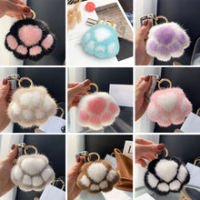 Load image into Gallery viewer, Cat Paw Key Ring for Women Cat Paw Pendant Keychain Couple Keychain Fluffy Faux Fur Car Keychain Charm Gift for Girlfriend
