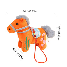 Load image into Gallery viewer, Creative Plush Horse Keychain Mascot Dolls 12cm Stuffed Animal Keyring Cute Chinese Style Zodiac Pony Figurine Birthday New Year Gifts
