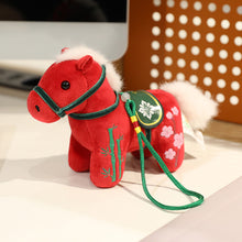 Load image into Gallery viewer, Creative Plush Horse Keychain Mascot Dolls 12cm Stuffed Animal Keyring Cute Chinese Style Zodiac Pony Figurine Birthday New Year Gifts
