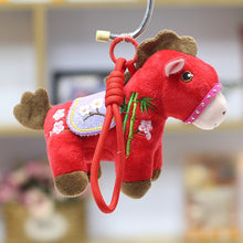 Load image into Gallery viewer, Creative Plush Horse Keychain Mascot Dolls 12cm Stuffed Animal Keyring Cute Chinese Style Zodiac Pony Figurine Birthday New Year Gifts
