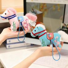 Load image into Gallery viewer, Creative Plush Horse Keychain Mascot Dolls 12cm Stuffed Animal Keyring Cute Chinese Style Zodiac Pony Figurine Birthday New Year Gifts

