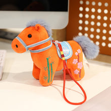 Load image into Gallery viewer, Creative Plush Horse Keychain Mascot Dolls 12cm Stuffed Animal Keyring Cute Chinese Style Zodiac Pony Figurine Birthday New Year Gifts
