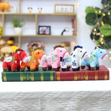 Load image into Gallery viewer, Creative Plush Horse Keychain Mascot Dolls 12cm Stuffed Animal Keyring Cute Chinese Style Zodiac Pony Figurine Birthday New Year Gifts
