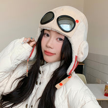 Load image into Gallery viewer, Pilot Hat Winter Bomber Hat with Glasses Windproof Hood Hats Warm Earflap Trapper Cap Adult Outdoor Ski Hat Warm Caps For Skiing Camping
