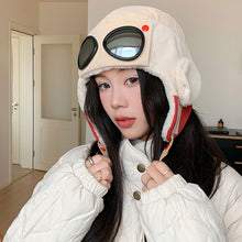 Load image into Gallery viewer, Pilot Hat Winter Bomber Hat with Glasses Windproof Hood Hats Warm Earflap Trapper Cap Adult Outdoor Ski Hat Warm Caps For Skiing Camping

