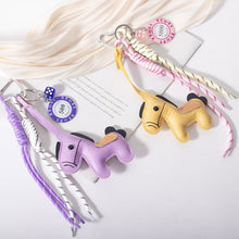 Load image into Gallery viewer, 1 Pc Leather Pony Keychain Braided Rope Backpack Pendant For Phone Bag Car Hanging Accessories DIY Decoration
