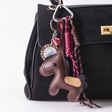 Load image into Gallery viewer, 1 Pc Leather Pony Keychain Braided Rope Backpack Pendant For Phone Bag Car Hanging Accessories DIY Decoration
