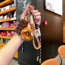 Load image into Gallery viewer, Creative Bowknot Woven Rope Keychain Chocolate Bagel Bread Keychain Polyester Anti-lost Bag Car Key Hanging Decoration Woven
