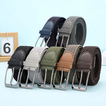 Load image into Gallery viewer, Elastic Woven Belt Casual Women Men's Punched Waist Straps Stretch Canvas Pin Buckle Trouser Belts 130 140 150cm
