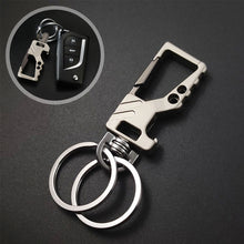 Load image into Gallery viewer, Multi-function Car Keychain with Bottle Opener &amp; Key Waist Clip Hanging Creative Pendant for Couples Gift
