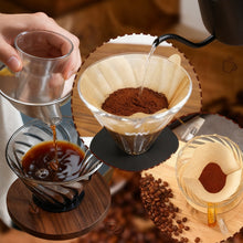 Load image into Gallery viewer, 50/100Pcs Unbleached Wooden V-Shaped Coffee Filter Paper Hand Drip Paper Coffee Brewer Coffee Filter Bag Coffee Maker Accessories
