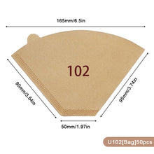 Load image into Gallery viewer, 50/100Pcs Unbleached Wooden V-Shaped Coffee Filter Paper Hand Drip Paper Coffee Brewer Coffee Filter Bag Coffee Maker Accessories
