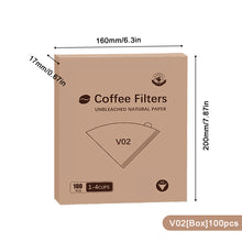 Load image into Gallery viewer, 50/100Pcs Unbleached Wooden V-Shaped Coffee Filter Paper Hand Drip Paper Coffee Brewer Coffee Filter Bag Coffee Maker Accessories
