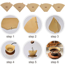Load image into Gallery viewer, 50/100Pcs Unbleached Wooden V-Shaped Coffee Filter Paper Hand Drip Paper Coffee Brewer Coffee Filter Bag Coffee Maker Accessories

