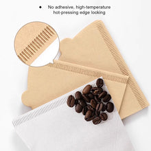 Load image into Gallery viewer, 50/100Pcs Unbleached Wooden V-Shaped Coffee Filter Paper Hand Drip Paper Coffee Brewer Coffee Filter Bag Coffee Maker Accessories
