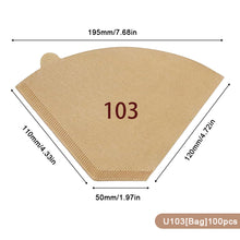 Load image into Gallery viewer, 50/100Pcs Unbleached Wooden V-Shaped Coffee Filter Paper Hand Drip Paper Coffee Brewer Coffee Filter Bag Coffee Maker Accessories
