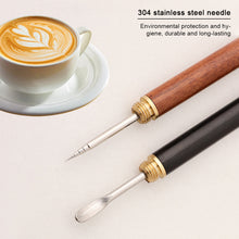 Load image into Gallery viewer, Stainless Steel Coffee Needles Coffee Pull Flower Needle Espresso Latte Decor Art Pen Wooden Needle Barista Tools Accessories
