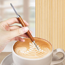 Load image into Gallery viewer, Stainless Steel Coffee Needles Coffee Pull Flower Needle Espresso Latte Decor Art Pen Wooden Needle Barista Tools Accessories
