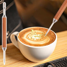 Load image into Gallery viewer, Stainless Steel Coffee Needles Coffee Pull Flower Needle Espresso Latte Decor Art Pen Wooden Needle Barista Tools Accessories
