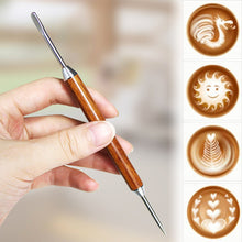 Load image into Gallery viewer, Stainless Steel Coffee Needles Coffee Pull Flower Needle Espresso Latte Decor Art Pen Wooden Needle Barista Tools Accessories
