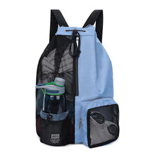 Load image into Gallery viewer, Mesh Swimming Bag Drawstring Backpack with Pocket Beach Backpack for Gym Exercise Equipment Storage Bag
