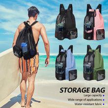 Load image into Gallery viewer, Mesh Swimming Bag Drawstring Backpack with Pocket Beach Backpack for Gym Exercise Equipment Storage Bag
