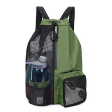 Load image into Gallery viewer, Mesh Swimming Bag Drawstring Backpack with Pocket Beach Backpack for Gym Exercise Equipment Storage Bag
