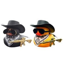 Load image into Gallery viewer, Car Interior Center Console Little Black Duck Decoration Ornaments Cool Western Duck with Scarf and Sunglasses Car Ornaments
