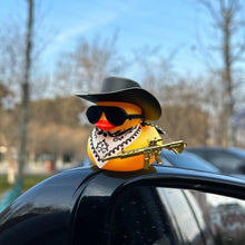 Load image into Gallery viewer, Car Interior Center Console Little Black Duck Decoration Ornaments Cool Western Duck with Scarf and Sunglasses Car Ornaments
