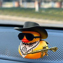 Load image into Gallery viewer, Car Interior Center Console Little Black Duck Decoration Ornaments Cool Western Duck with Scarf and Sunglasses Car Ornaments
