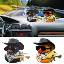 Load image into Gallery viewer, Car Interior Center Console Little Black Duck Decoration Ornaments Cool Western Duck with Scarf and Sunglasses Car Ornaments
