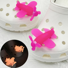 Load image into Gallery viewer, 2Pcs Luminous Shoes Charms for Crocs Shoe Decoration Girl Boy Ornaments Cute Airplane Slippers Accessories Gift
